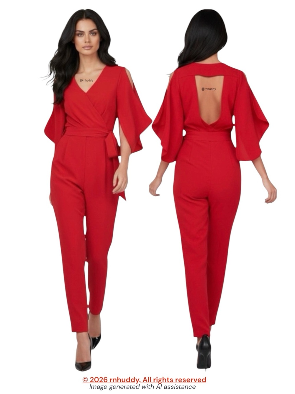 Adelyn Rae S cutout back red jumpsuit